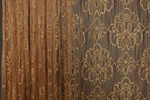 ÖRÜMCEK  MODEL GOLD RENK İP PERDE HAZIR DÜĞMELERİ DİKİLMİŞ İP PERDE 300*280 cm - 3