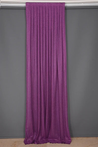 ÇİZGİLİ MOR RENK TEK KANAT Hazır dikilmiş Pileli Fon Perde 75*260 cm - Resim 3