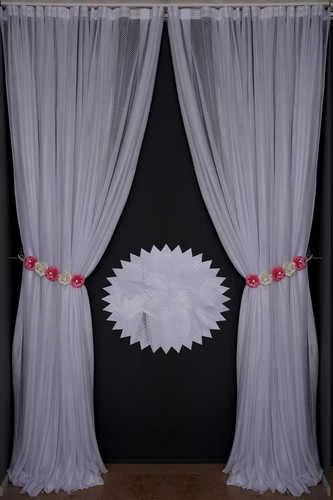 SEYREK NOKTALI MODEL KIRIK BEYAZ RENK TEK KANAT Hazır Pileli Fon Perde 300*260 - Resim 8