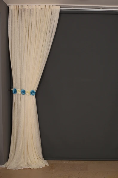 ÇİZGİLİ MODEL KREM RENK TEK KANAT Hazır dikilmiş Pileli Fon Perde 300*260 cm - Resim 6