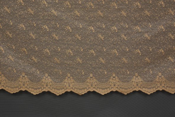 KUŞ MODEL GOLD RENK TEK KANAT Dikilmiş Pileli Fon Perde 300*260 Cm - 3