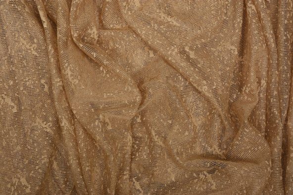 KUŞ MODEL GOLD RENK TEK KANAT Dikilmiş Pileli Fon Perde 300*260 Cm - 4