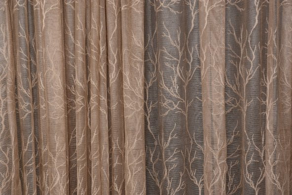 GRANİT MODEL VİZON RENK TEK KANAT Dikilmiş Pileli Fon Perde 300*260 Cm - 3