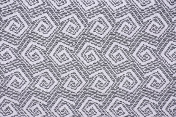 GEOMETRİK BEYAZ RENK TEK KANAT Dikilmiş Pileli Fon Perde 300*260 Cm - 3