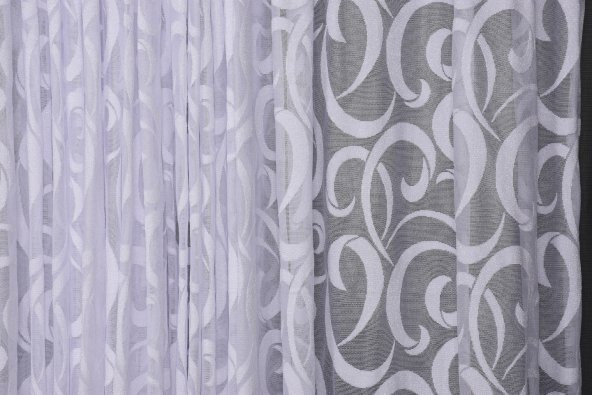 AY MODELİ BEYAZ RENK TEK KANAT Hazır Dikilmiş Pileli Fon Perde 300*260 Cm - 3