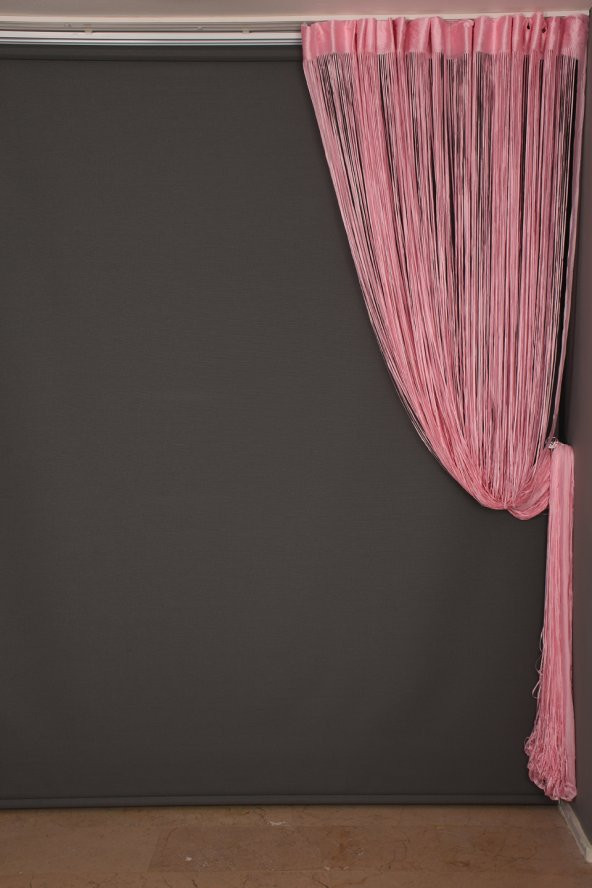 İP MODEL PEMBE RENK İP PERDE 300*280 cm - 2 mm şerit - 8