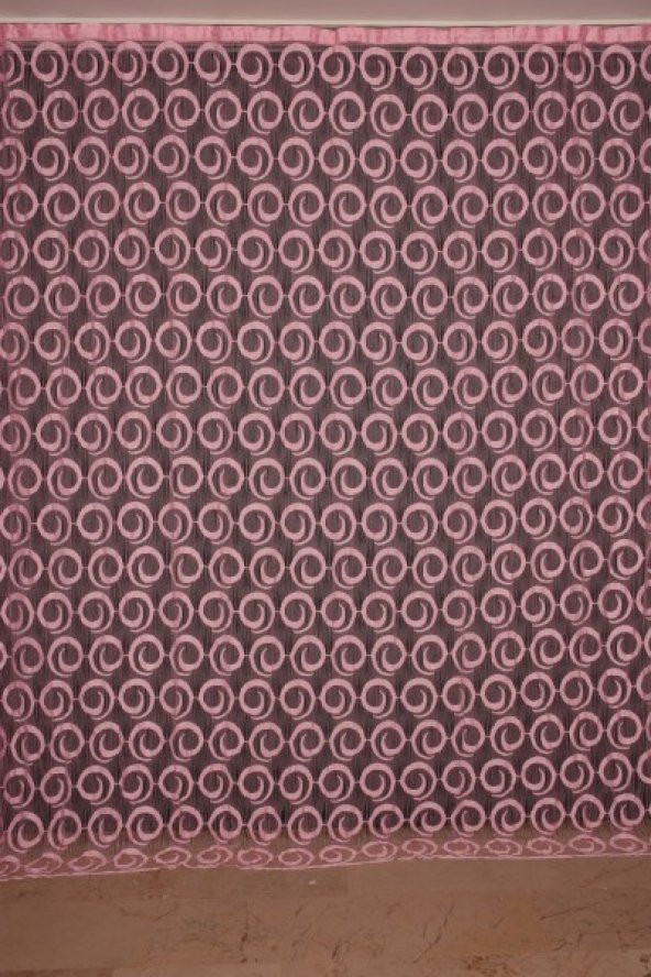 VAKKO  MODEL PEMBE RENK İP PERDE HAZIR DÜĞMELERİ DİKİLMİŞ İP PERDE 300*270 cm - 2