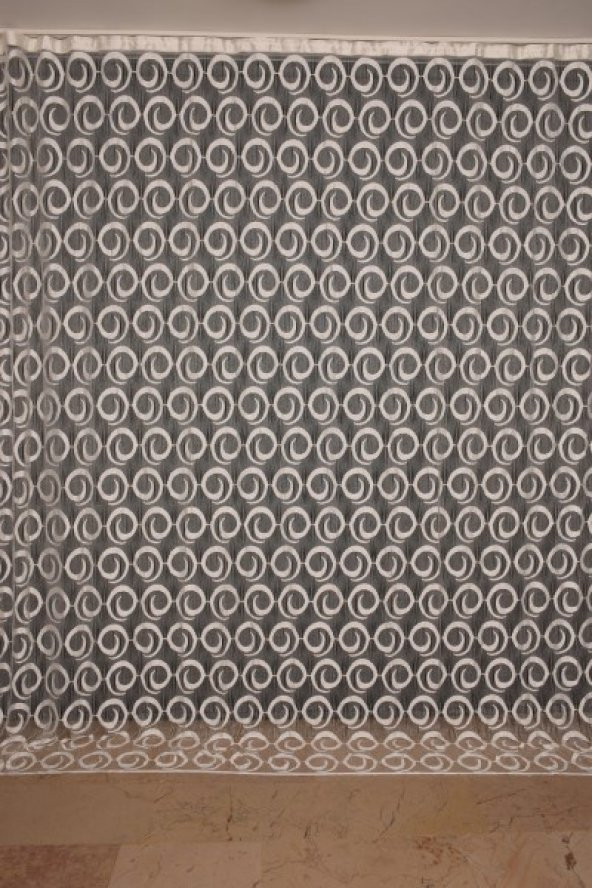 VAKKO  MODEL KREM RENK İP PERDE HAZIR DÜĞMELERİ DİKİLMİŞ İP PERDE 300*270 cm - 2