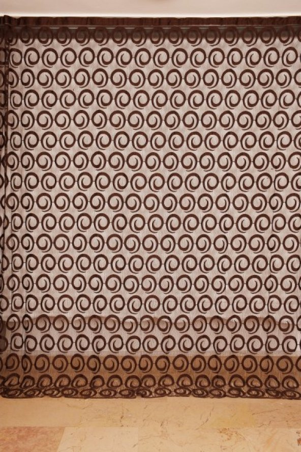 VAKKO  MODEL ACI KAHVE RENK İP PERDE HAZIR DÜĞMELERİ DİKİLMİŞ İP PERDE 300*270 cm - 2