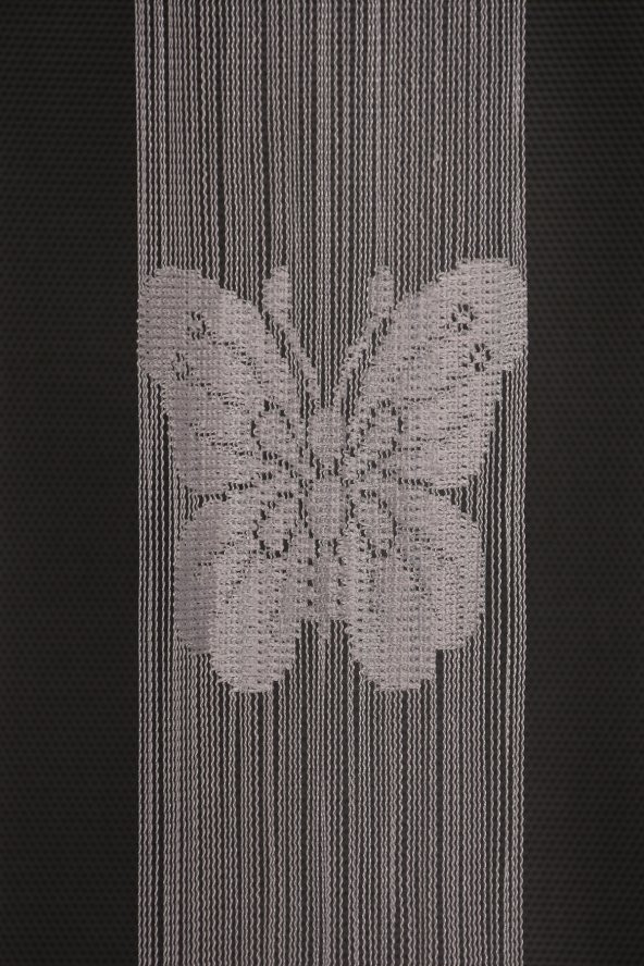 KELEBEK  MODEL GRİ RENK İP PERDE HAZIR DÜĞMELERİ DİKİLMİŞ İP PERDE 300*270 cm - 3