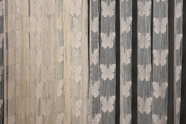 KELEBEK  MODEL KREM RENK İP PERDE HAZIR DÜĞMELERİ DİKİLMİŞ İP PERDE 300*270 cm - 4