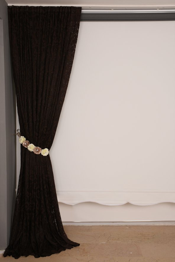 SULTAN 2 MODEL ACI KAHVE RENK TEK KANAT Hazır dikilmiş Pileli Fon Perde 300*260 cm