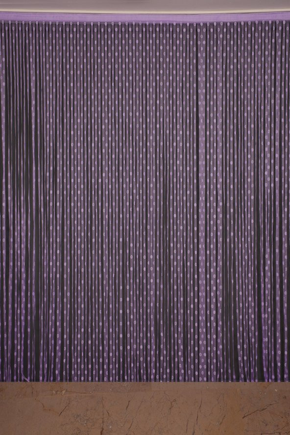 KÜÇÜK PUANLI MODEL LİLA RENK HAZIR İP PERDE 300*270 cm - 2