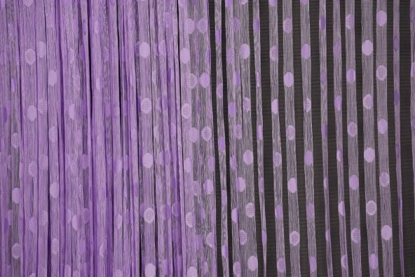 KÜÇÜK PUANLI MODEL LİLA RENK HAZIR İP PERDE 300*270 cm - 4