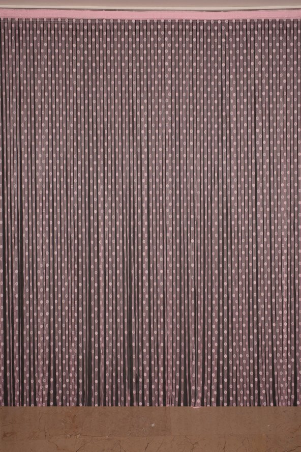 KÜÇÜK PUANLI MODEL PEMBE RENK HAZIR İP PERDE 300*270 cm - 2