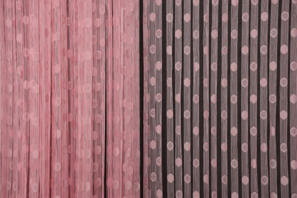 KÜÇÜK PUANLI MODEL PEMBE RENK HAZIR İP PERDE 300*270 cm - 4