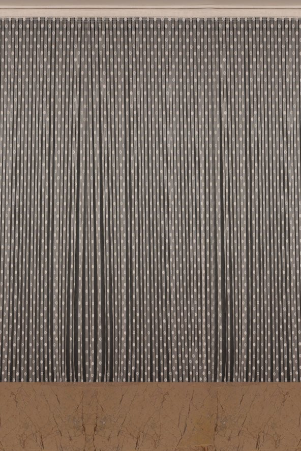 KÜÇÜK PUANLI MODEL KREM RENK HAZIR  DİKİLMİŞ İP PERDE 300*270 cm - 2