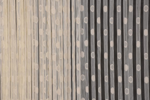KÜÇÜK PUANLI MODEL KREM RENK HAZIR  DİKİLMİŞ İP PERDE 300*270 cm - 4