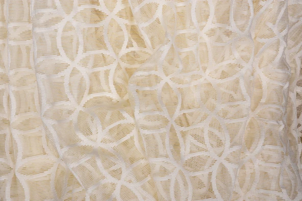 HALKALI KREM RENK TEK KANAT Dikilmiş Pileli Fon Perde 300*260 Cm - Resim 4