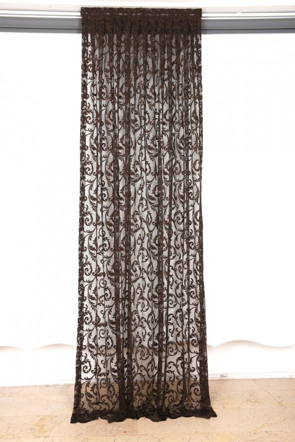 SULTAN 2 ACI KAHVE RENK TEK KANAT Hazır dikilmiş Pileli Fon Perde 75*260 cm