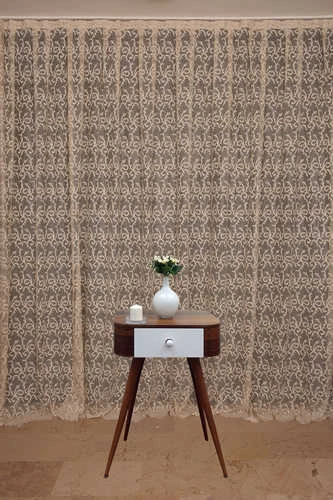 ŞAL MODEL VİZON RENK TEK KANAT Hazır dikilmiş Pileli Fon Perde 300*260 cm ürün görseli 1