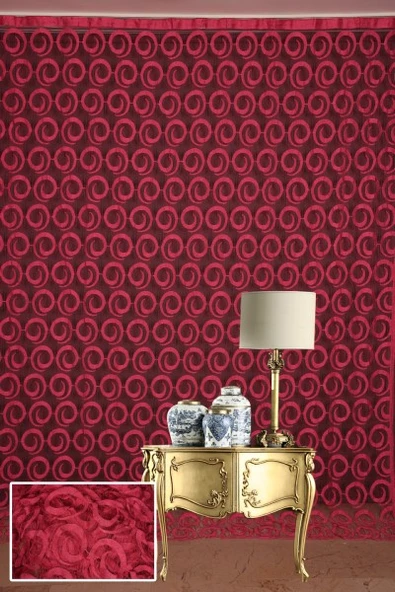 VAKKO  MODEL FUŞYA RENK İP PERDE HAZIR DÜĞMELERİ DİKİLMİŞ İP PERDE 300*270 cm ürün görseli