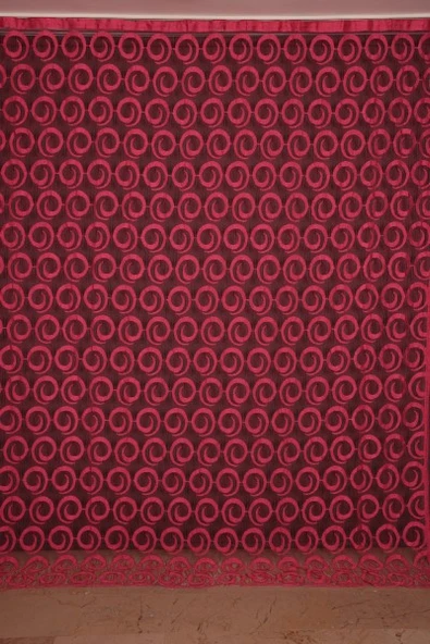 VAKKO  MODEL FUŞYA RENK İP PERDE HAZIR DÜĞMELERİ DİKİLMİŞ İP PERDE 300*270 cm - Resim 2