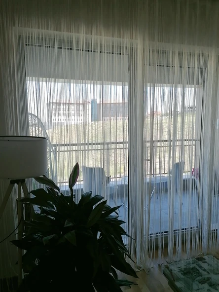 İP MODEL KIRIK BEYAZ RENK İP PERDE 300*270 cm - 2 mm şerit - Resim 2