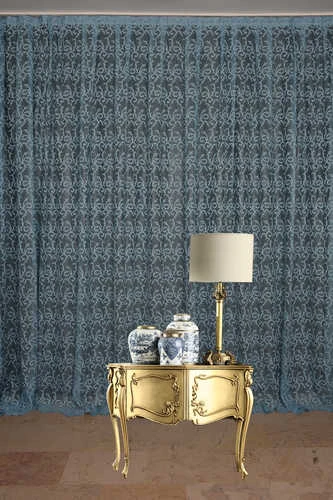 ŞAL MODEL MAVİ RENK TEK KANAT Hazır dikilmiş Pileli Fon Perde 300*260 cm ürün görseli 1