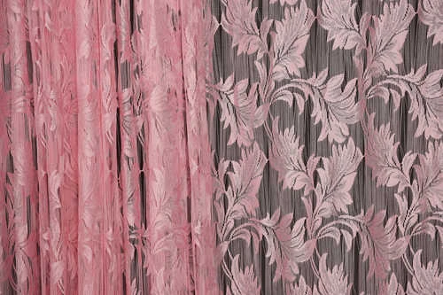 YAPRAK  MODEL PEMBE RENK İP PERDE HAZIR DÜĞMELERİ DİKİLMİŞ İP PERDE 300*270 cm - Resim 3