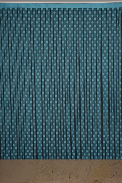 PUANLI MODEL TURKUAZ RENK İP PERDE HAZIR DÜĞMELERİ DİKİLMİŞ İP PERDE 300*280 cm - Resim 2