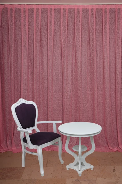 ÇİZGİLİ MODEL PEMBE RENK TEK KANAT Hazır dikilmiş Pileli Fon Perde 300*260 cm ürün görseli 1