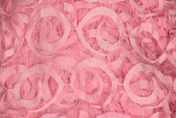 VAKKO  MODEL PEMBE RENK İP PERDE HAZIR DÜĞMELERİ DİKİLMİŞ İP PERDE 300*270 cm - Resim 5