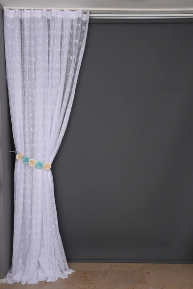 KUŞ  MODEL BEYAZ RENK TEK KANAT Dikilmiş Pileli Fon Perde 300*260 Cm - Resim 7