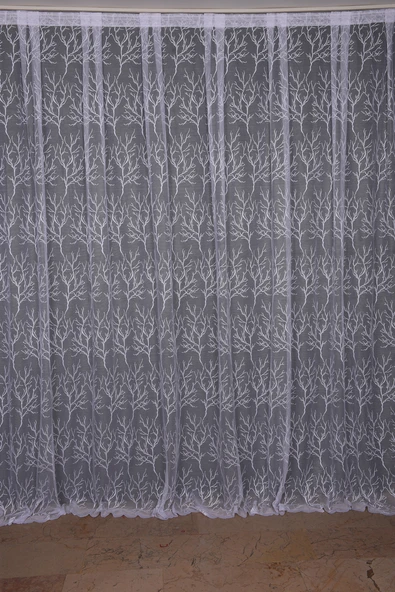 GRANİT MODEL KIRIK BEYAZ RENK TEK KANAT Dikilmiş Pileli Fon Perde 300*260 Cm - Resim 2