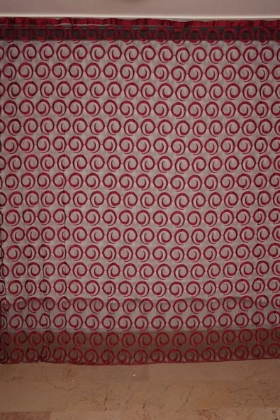 VAKKO  MODEL BORDO RENK İP PERDE HAZIR DÜĞMELERİ DİKİLMİŞ İP PERDE 300*270 cm ürün görseli