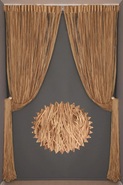 İP MODEL GOLD RENK İP PERDE 300*280 cm - 2 mm şerit - Resim 7