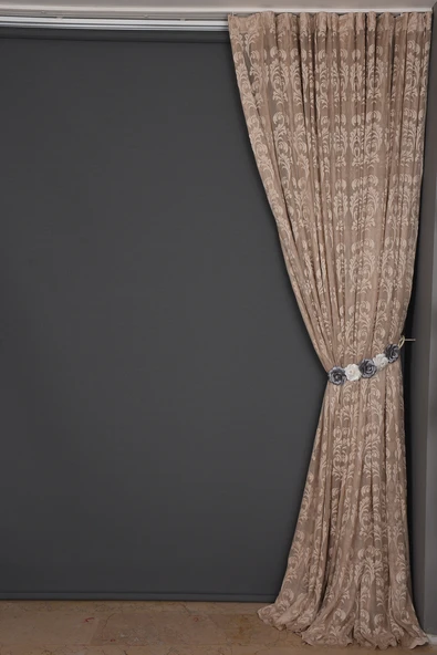 SARMAŞIK VİZON RENK TEK KANAT Dikilmiş Pileli Fon Perde 300*260 Cm - Resim 4