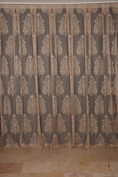 BÜYÜK DAMAKS VİZON RENK TEK KANAT Dikilmiş Pileli Fon Perde 300*260 Cm - Resim 2