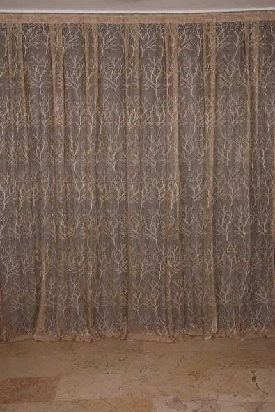 GRANİT MODEL VİZON RENK TEK KANAT Dikilmiş Pileli Fon Perde 300*260 Cm - Resim 2