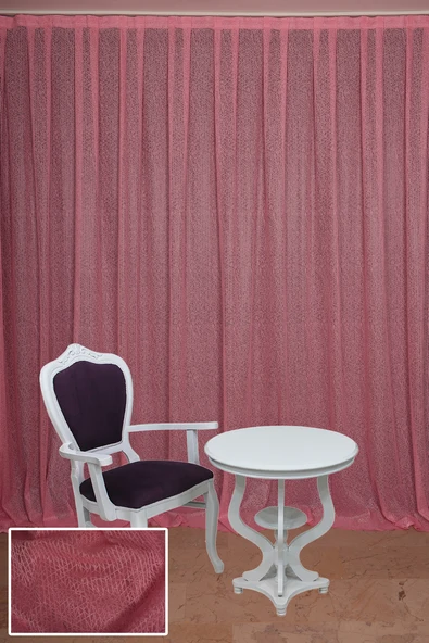 ÇİZGİLİ MODEL PEMBE RENK TEK KANAT Hazır dikilmiş Pileli Fon Perde 300*260 cm - Resim 2