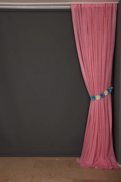 ÇİZGİLİ MODEL PEMBE RENK TEK KANAT Hazır dikilmiş Pileli Fon Perde 300*260 cm - Resim 7