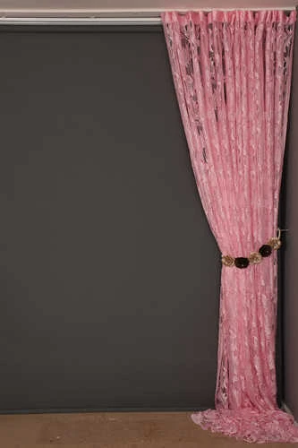 YAPRAK  MODEL PEMBE RENK İP PERDE HAZIR DÜĞMELERİ DİKİLMİŞ İP PERDE 300*270 cm - Resim 7