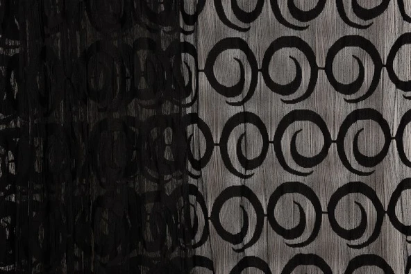 VAKKO  MODEL SİYAH RENK İP PERDE HAZIR DÜĞMELERİ DİKİLMİŞ İP PERDE 300*270 cm - Resim 3