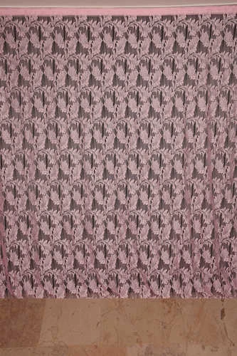 YAPRAK  MODEL PEMBE RENK İP PERDE HAZIR DÜĞMELERİ DİKİLMİŞ İP PERDE 300*270 cm ürün görseli
