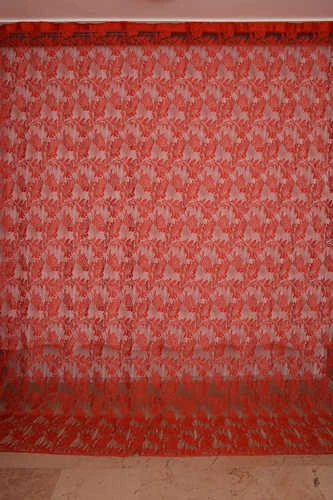 YAPRAK  MODEL KIRMIZI RENK İP PERDE HAZIR DÜĞMELERİ DİKİLMİŞ İP PERDE 300*280 cm ürün görseli