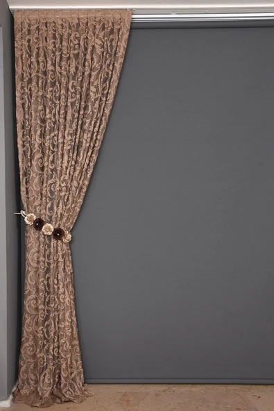 SULTAN 2 VİZON RENK TEK KANAT Hazır dikilmiş Pileli Fon Perde 75*260 cm - Resim 3