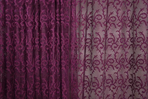 ŞAL MODEL MOR RENK TEK KANATHazır dikilmiş Pileli Fon Perde 300*260 cm - Resim 3