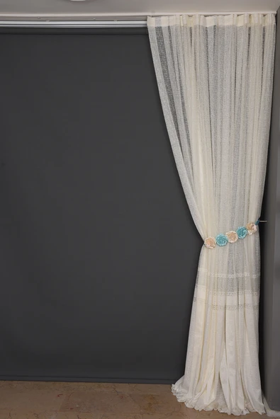 X MODEL KREM RENK TEK KANAT Dikilmiş Pileli Fon Perde 300*260 Cm - Resim 7