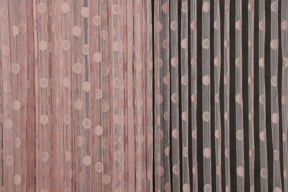 KÜÇÜK PUANLI MODEL PUDRA RENK HAZIR İP PERDE 300*280 cm - Resim 4